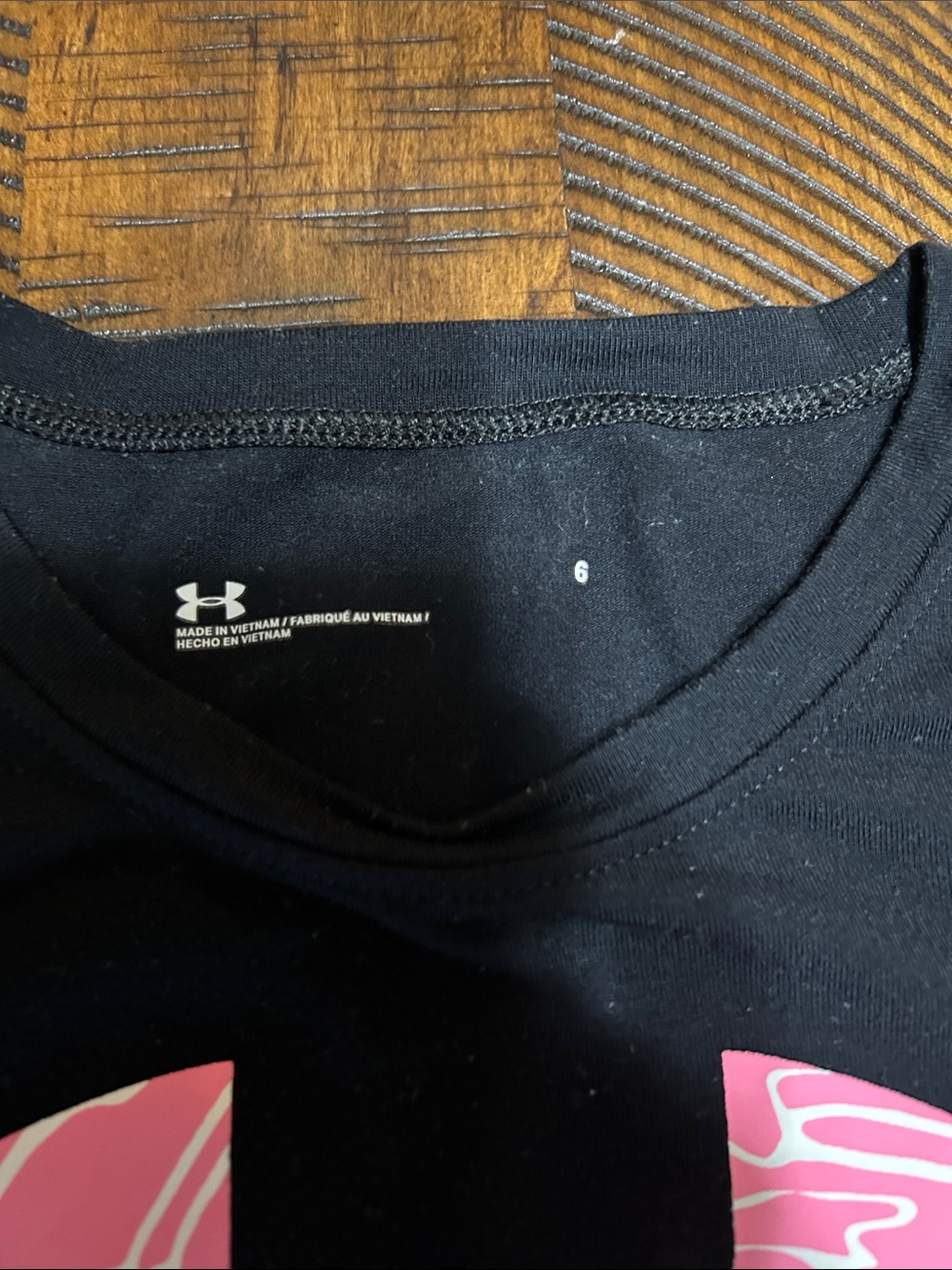 Under Armour Black Tee with Pink Graphic Accents - Picture 2 of 8